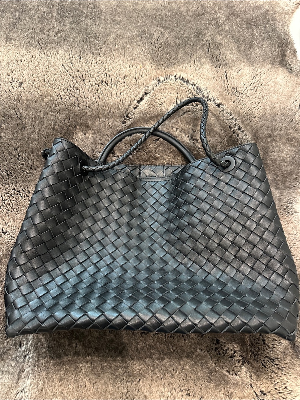 XL Woven Leather “bottega Veneta andiamo” style Tote Bag in Black - Picture 4 of 4